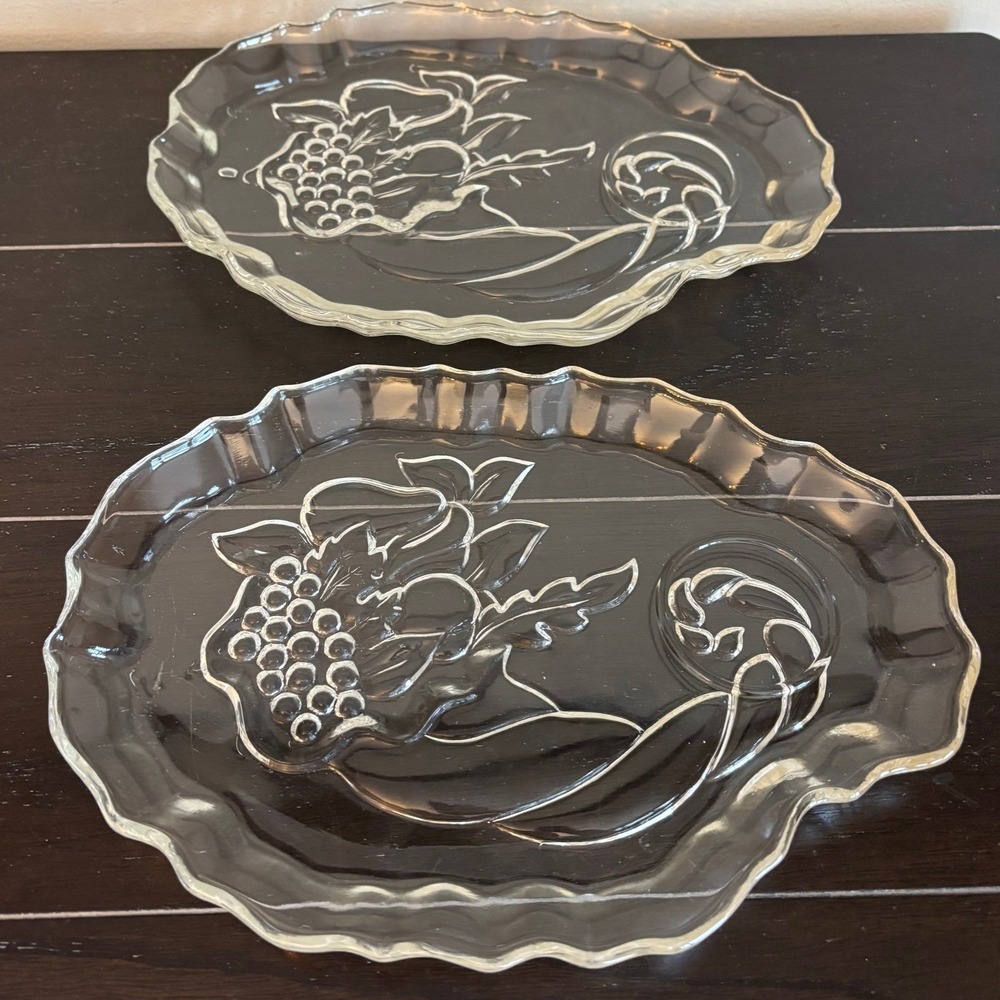 Vintage Federal Glass Cornecopia Luncheon Plates | Set of 2 Plates Only
